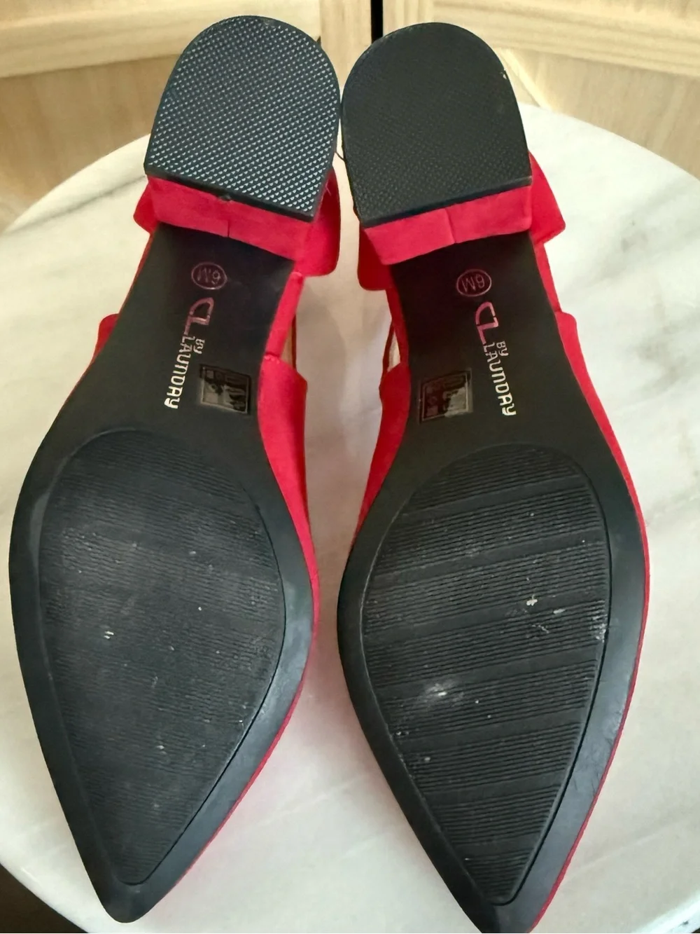 CL by Laundry Red Suede Pointed Slingback Pumps